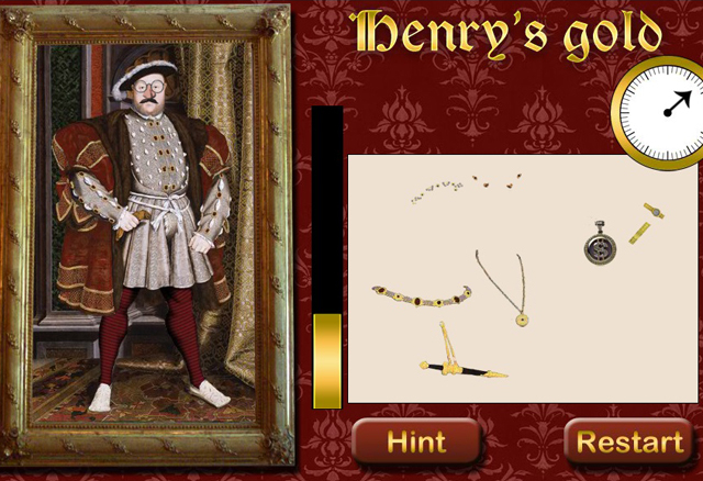 A screenshot showing a picture of Henry VIII and some jewellery
