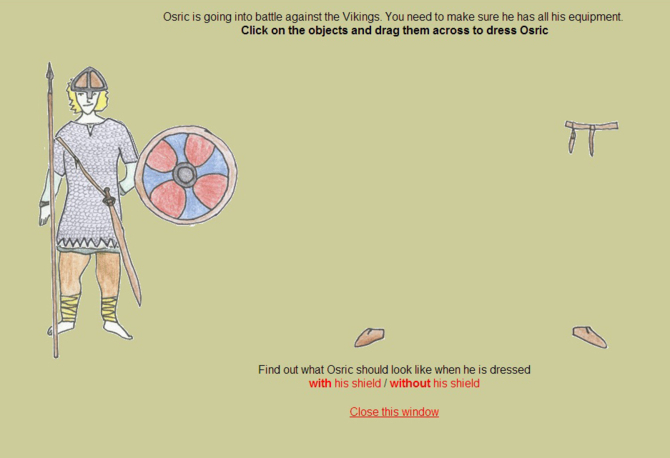 An illustrated Anglo-Saxon on a green background