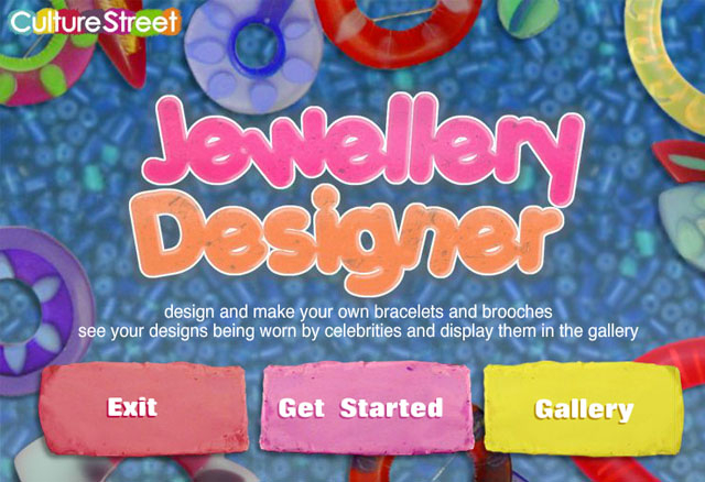 A screenshot showing the landing page for Jewellery Designer