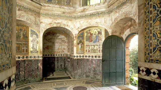 View of the interior of Octagon Temple at Cliveden, Buckinghamshire.