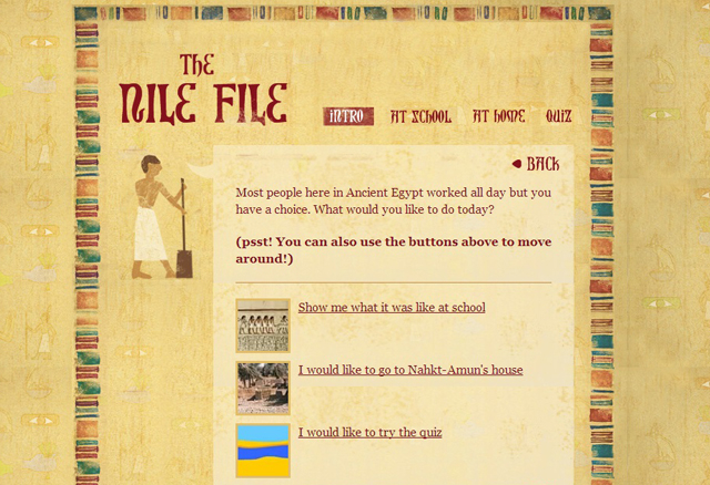 A screenshot showing an Egyptian looking page