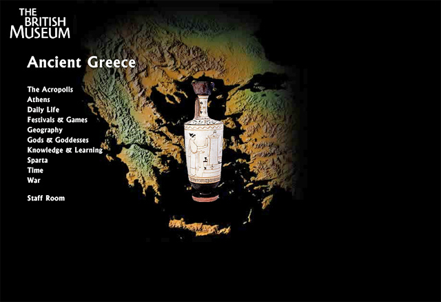 A screenshot showing the ancient greece microsite from the British Museum
