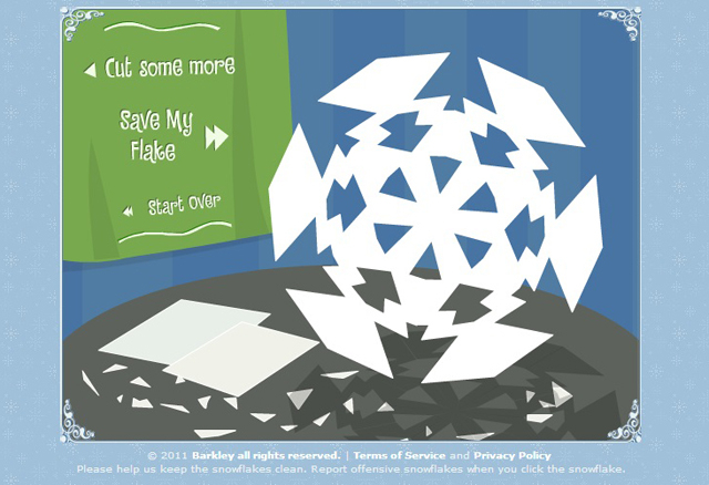 A screenshot showing a cartton snowflake on a blue background