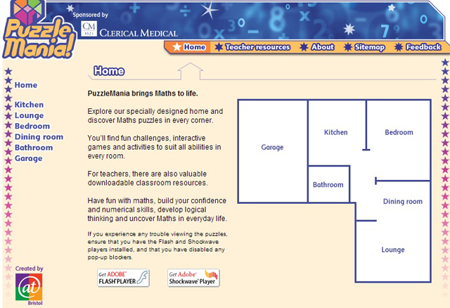 A screenshot showing the maths-based puzzles of Puzzlemania