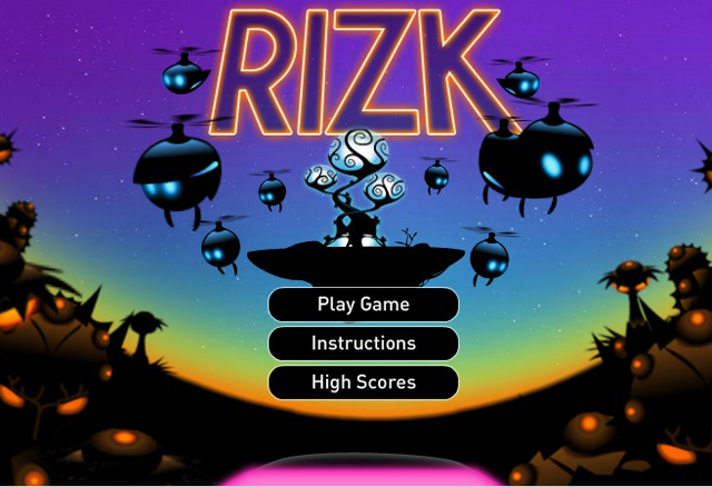 A screenshot showing the word Rizk on a dark background